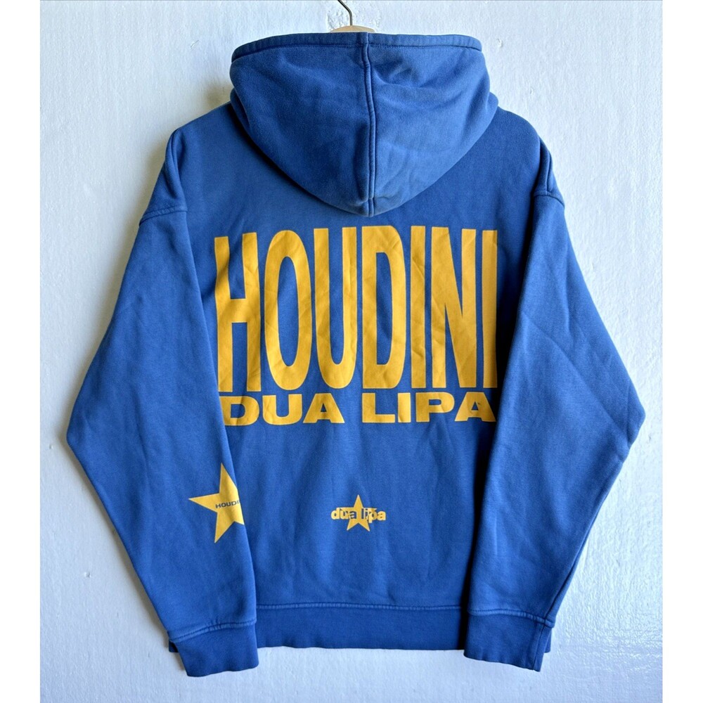 NWT Zara x Dua Lipa Houdini Hoodie Blue Yellow Graphic Sweatshirt Women’s Small